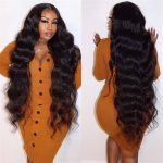 32 34 36 Inch Long Body Wave 13x4 Transparent Lace Full Frontal Wigs